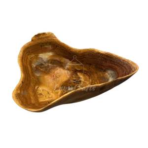 Bol en onyx aux tons mélangés, forme longue et ondulée, finition polie, décoration en pierre artisanale, plateau central - Product Image 6