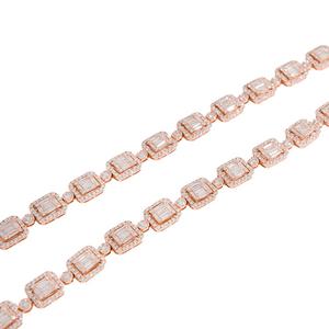 Cadena clásica de Hip Hop de plata esterlina VVS, joyería elegante personalizada con diamantes redondos y Baguette con cadena de diseño cuadrado - Product Image 2