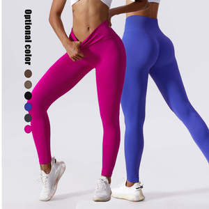 Leggings Deportivos para Mujer, Cintura Alta, Sin Costuras, Push Up, Color Sólido, Pantalones de Yoga para Gimnasio, Venta al por Mayor - Product Image 1