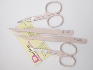 Beij Logo personnalisable faux cils applicateur de cils peigne ciseaux à sourcils rose poudre couleur enduit nouveau Design pince à épiler à sourcils - Product Image 2