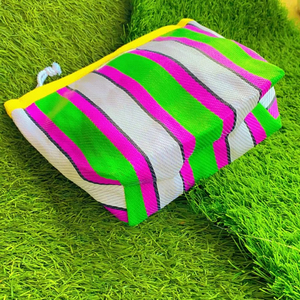Nylon Recycled Eco-Friendly Reusable <b>Zipper</b> High Quality Handled Cosmetic Toiletry Pouches Custom Striped Travel Beach <b>Tote</b> <b>Bag</b> - Product Image 1