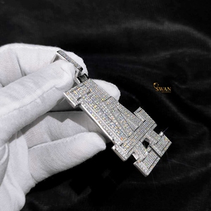 925 Sterling Silver Lab Grown Diamond Iced Out LA Pendentif Collier Personnalisé Hip Hop Bijoux Usine Directe Fabricant En Gros - Product Image 4