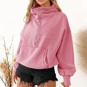 Sweat à capuche demi-zip avec doublure intérieure confortable et style sportif pour les options de tenue polyvalentes Sweat à capuche demi-zip polaire avec tissu chaud - Product Image 2