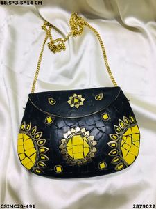 Handcrafted Metal Mosaic Evening Clutch <b>Bag</b> Stylish Bridal Purse <b>for</b> <b>Weddings</b> Ladies Craftstages International Multi-Colour - Product Image 5
