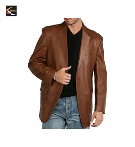 Long manteau en cuir marron pour hommes prix en gros bon marché production en vrac approvisionnement d'usine - Product Image 3