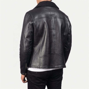 Chaqueta de invierno de cuero de oveja Urban Explorer para hombre con cuello de felpa con cremallera suave y comodidad Premium para exteriores - Product Image 6