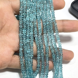 High Quality Sky Blue Apatite Faceted Rondelle Beads 4-4.5mm <b>Center</b> <b>Drill</b> 16 Inch Long Strand for Wholesale Gemstone Jewelry - Product Image 2
