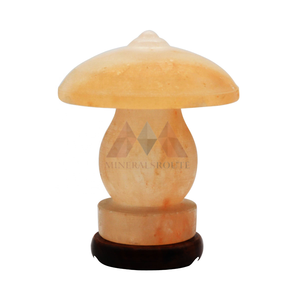 Lampe de sel de l'Himalaya en matériau organique, forme géométrique, respirante, décoration d'intérieur, technique de sculpture à la main, lampe de table latérale du Pakistan - Product Image 2