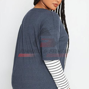 Camiseta de algodón y poliéster de doble capa para mujer de alta calidad Impresión de logotipo personalizado Último diseño informal de verano - Product Image 3