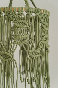 Lámpara de araña de algodón de macramé verde oliva, luz de techo hecha a mano de estilo bohemio para sala de estar, decoración India para el hogar - Product Image 2
