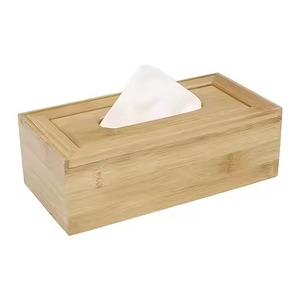 Flower Design Sticker Print Tissue Box Napkin Holder in Wood for Restaurant Hotel Table Top Use Napkin Box - Product Image 2