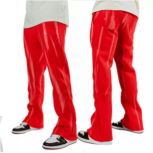 Vintage lavado desgastado lavado ácido apilado Flare pantalones de chándal Jogger pantalones de chándal Patchwork elástico hombres Flare Pantalones - Product Image 1