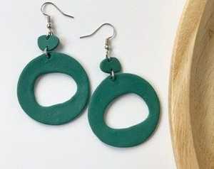 Handmade Antique-Look <b>Resin</b> Earrings with Polished Polka Design and Dual Tone Pantone Colors Featuring an Angel Style - Product Image 4