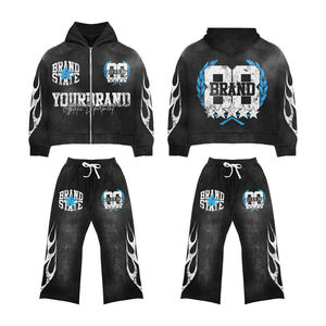 Sudadera con Capucha para Hombre, Talla Grande, 450 GSM, 100% Algodón, Impresión de Logotipo Personalizado, Lavado Ácido, Otoño, con Botones - Product Image 4