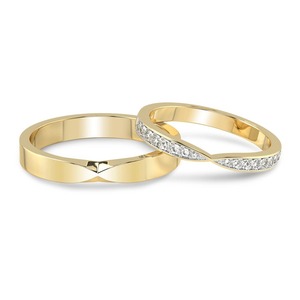 Balanced Pair Diamond Band Set Lab Grown Diamond 0.20 Ct Tw 14K Solid Gold FG Color VS Clarity 16 Diamond Coordinated <b>Ring</b> Duo - Product Image 2