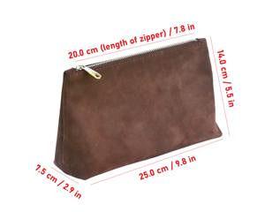 Trousse de maquillage en cuir portable personnalisée LCB-0026 fermeture éclair vintage étanche pour trousse de toilette pour porte-brosse multifonctionnel de voyage - Product Image 3