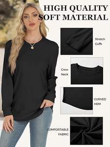 Women's Custom Long Sleeve Crewneck Sweatshirt Loose Fit Pullover <b>Tunic</b> Top for Fall and Winter Casual Style - Product Image 2