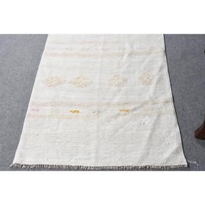 2.6x9.7 ft Turkish <b>Rug</b>, Vintage <b>Runner</b> <b>Rug</b>, White Floral Wool <b>Rug</b> - Product Image 4
