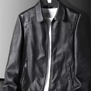 Chaqueta de Cuero para Hombre, Nueva Moda de Invierno, Cuello Alto, Logotipo Frontal, Impermeable, Transpirable, Forro Polar Personalizable de Alta Calidad - Product Image 1