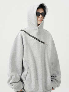 Sudadera con Capucha Larga y Cremallera para Hombre, de Alta Calidad, Ligera, 100% Algodón, 300g, Transpirable, Ecológica, para Otoño - Product Image 6