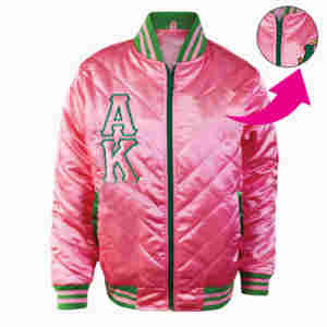 Chaquetas universitarias a prueba de viento AKA Sorority Fraternity personalizadas con colores y logotipos personalizados Chaqueta universitaria con cremallera para unisex - Product Image 2