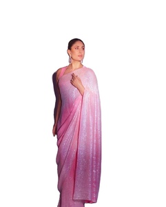Sari en viscose modal à sequins, faux georgette, avec blouse fantaisie pour femmes, collection 2024, best-seller - Product Image 1