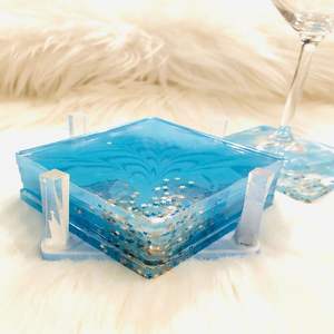 Posavasos de resina transparente con purpurina incrustada, alfombrillas epoxi hechas a mano, ideales para mesa de comedor del hogar y uso decorativo - Product Image 3