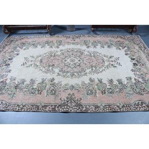 Grand tapis vintage 5,9x9,5 pieds, tapis turc en laine à motifs floraux roses - Product Image 3