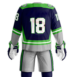 Dernier modèle d'uniforme de hockey sur glace pour hommes 100% polyester Uniforme sportif personnalisé Ensembles de quantité en vrac avec nom d'équipe personnalisé - Product Image 5