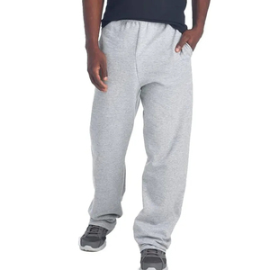Men's Gray Cotton Sweatpants <b>Elastic</b> Waist Casual Jogger Pants With Side Pockets Midweight Knitted Fabric Autumn Wear - Product Image 1