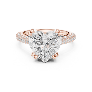 Anillo de Compromiso de Lujo con Diamante en Forma de Corazón y Banda Pavé |   Anillo de Diamantes con Engaste Personalizado - Product Image 4