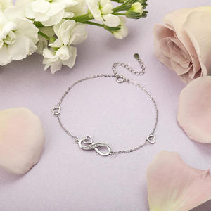 Jeulia Women's <b>Infinity</b> Matched Heart Fine Charm <b>Bracelet</b> Adjustable - Product Image 3
