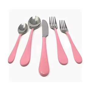 Ensemble de couverts en acier inoxydable fait à la main en résine avec poignée rose pastèque moderne et occidental pour la table à manger et la fête lave-vaisselle - Product Image 1