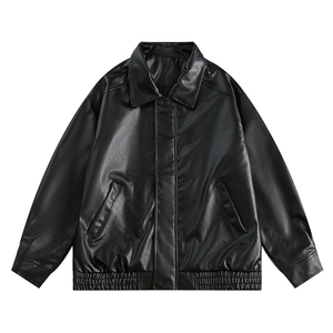 Abrigo de cuero PU Chaquetas de motorista de moto unisex Chaqueta de bombardero Chaqueta de punto Trajes Chaqueta de cuero de imitación marrón - Product Image 2