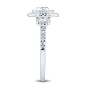 Venta caliente <span class=keywords><strong>2</strong></span> <span class=keywords><strong>Quilates</strong></span> Oro Blanco Doble Halo Oval Cut Lab Diamante Anillo de Compromiso <span class=keywords><strong>Precio</strong></span> - Product Image 6