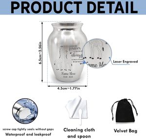 Urna conmemorativa de recuerdo decorativa de acero inoxidable para la pérdida de Niños de urnas plateadas de tamaño personalizado - Product Image 4