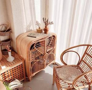 Meilleur prix pour la vente en gros d'étagère/armoire de style bohème en rotin naturel écologique pour le stockage multifonction décoration de la maison - Product Image 2