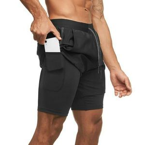 Blanco y negro 2 colores en un paquete Pantalones cortos de gimnasio hechos a medida Pantalones cortos para correr con bolsillos interiores Pantalones cortos de compresión Hombre Poliéster - Product Image 6