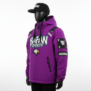 Chaqueta Cortavientos de Poliéster de Alta Densidad para Hombre, Impermeable, con Panel Reflectante Morado, Chaqueta Cortavientos con Logotipo Personalizado para Hombre - Product Image 4