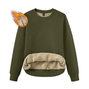 Wholesale Women's Sherpa <b>Lined</b> Sweatshirts Cute <b>Fleece</b> Pullover Long Sleeve Thermal <b>Shirts</b> Casual Crewneck for Winter Season - Product Image 1