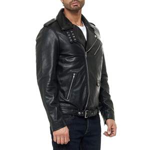 Blouson d'aviateur d'hiver uni en cuir véritable pour hommes, imperméable, respirant, anti-Uv, avec capuche et doublure en coton Moto - Product Image 2