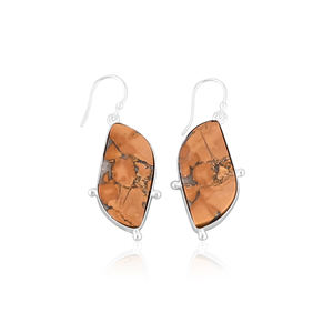 Nouveauté Boucles d'oreilles pendantes en pierre de jaspe Malinga bohème, vente chaude, plaqué argent laiton, pour femmes, cadeaux, bijoux - Product Image 1