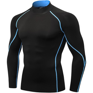 Chemise de compression personnalisée pour hommes, haut de fitness à manches longues et évacuation de l'humidité, avec marque et impression personnalisées - Product Image 1