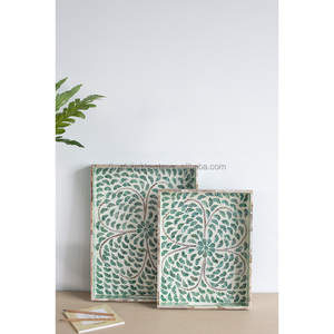 Bandejas para servir con incrustaciones de perlas para madre, bandeja decorativa para fregona, hecha a mano, venta al por mayor, 100% - Product Image 6