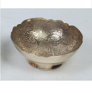 Grand bol de service en laiton de grande capacité, design artisanal, forme arrondie, pour salades, fruits et en-cas - Product Image 2