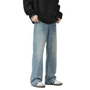 Pantalones vaqueros de marca de diseñador con remaches sueltos de cintura alta para hombre, pantalones vaqueros de mezclilla lavados ligeros de corte de bota Vintage personalizados para todas las estaciones al por mayor - Product Image 2