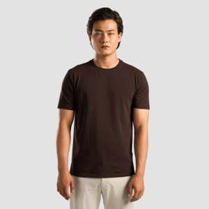 T-shirt basique marron en jersey 280g, personnalisable, respirant, délavé à l'acide, logo uni, coupe ajustée ou oversize, teint en fil - Product Image 1