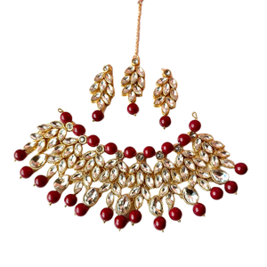 Nuevo conjunto nupcial indio precioso en diseño Kundan con esmalte de oro antiguo y adornos de perlas - Product Image 4