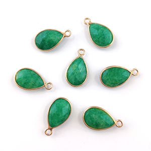 Aguamarina cuarzo bisel encanto 12x9mm pera Briolette chapado en oro rosa 925 plata esterlina bisel conjunto colgante hecho a mano plata encanto - Product Image 5