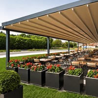 Pergola rétractable à commande à distance, pliante, en aluminium, avec éclairage LED, pare-soleil mural pour patio, jardin, balcon, terrasse, hôtel
